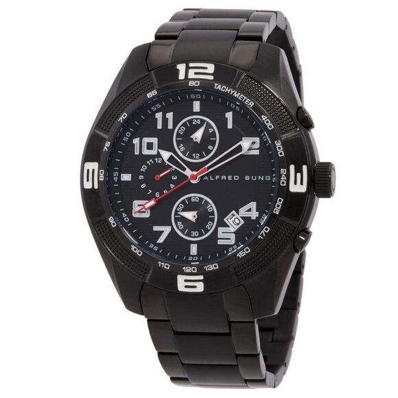 FX04493B NWT Alfred Sung Fashion Men's Quartz Steel Authentic Watch - Picture 1 of 3